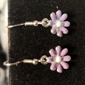 Purple flower earrings